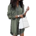 thumbnail image 1 of Robe Mini en Jean à Manches Longues avec Col Rabattu et Boutons pour Femme, 1 of 8
