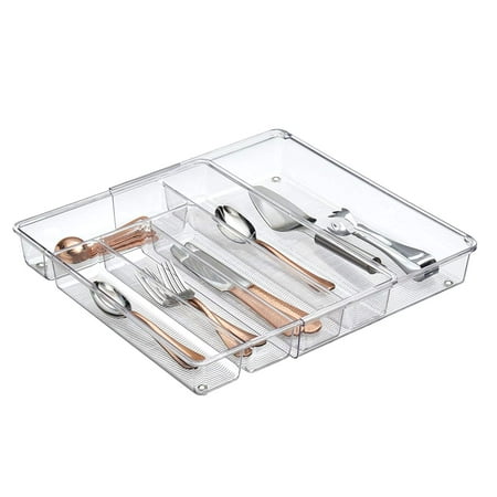 iDesign Linus Expandable Kitchen Drawer Organizer for Silverware, Spatulas, Gadgets - Clear, ORGANIZE YOUR HOME: Features 5-6 compartments to sort your.., By (Best Way To Organize Kitchen Drawers)