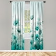 thumbnail image 2 of Ambesonne Turquoise Curtains, Chill Flowering Poppy Art, Pair of 28"x95", Mint Green Seafoam White, 2 of 2