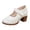 White, variant on Mary Jane Heels for Women Closed Round Toe Chunky Heeled Sandals Retro Hollow out Dress Shoes Summer Casual Pumps White Size 9