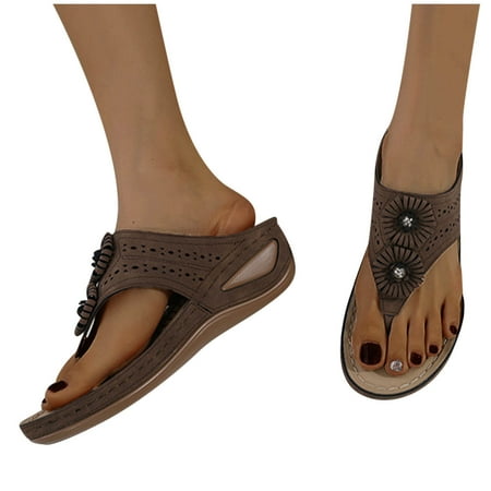 

Midsumdr Platform Sandals Women Flip Flops with Arch Support Fashion Solid Color Toe Thong Comfy Sandals Slope Heeled Beach Casual Summer Shoes for Women Non-Slip Women Sandals