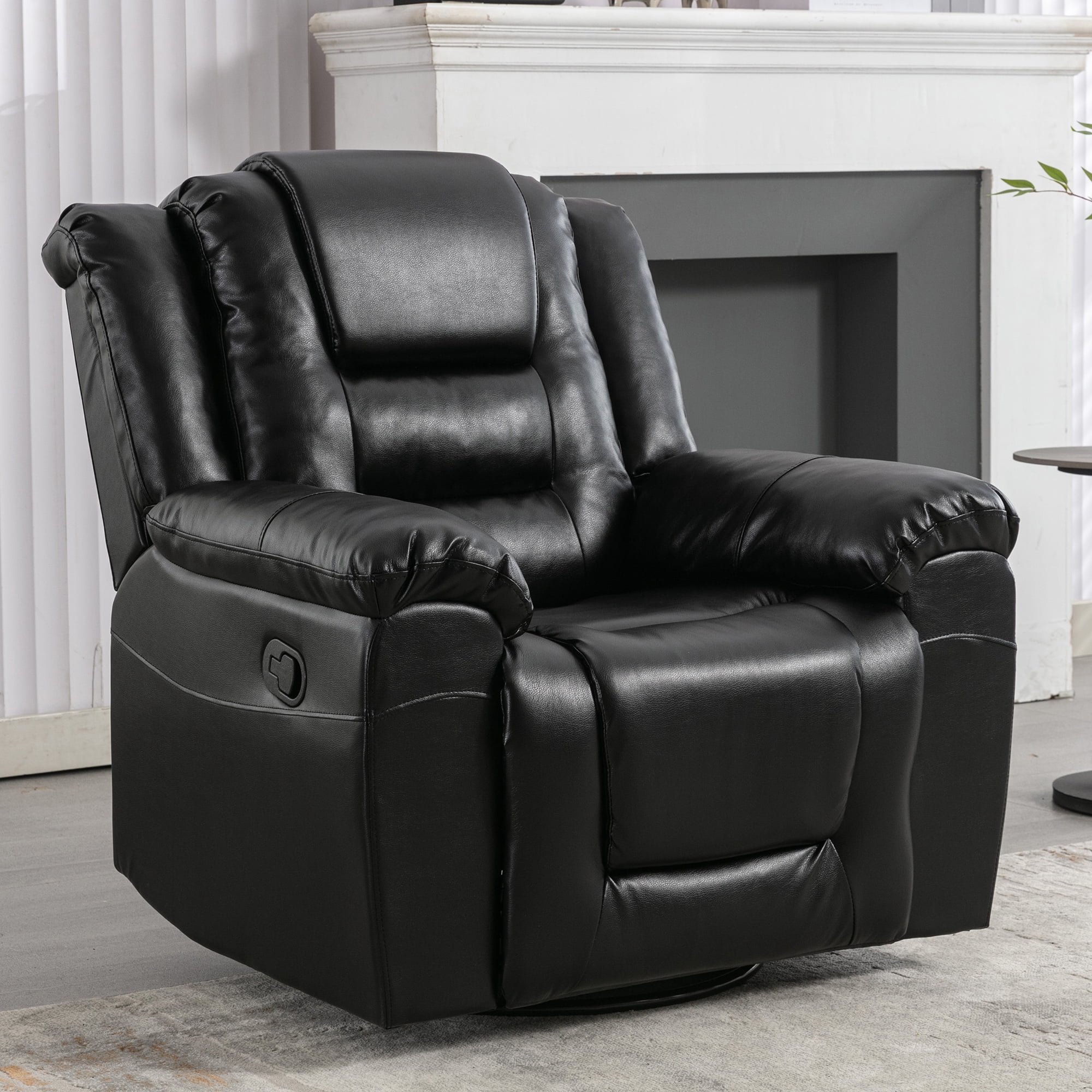 Euroco 360°Swivel and Rocking Home Theater Recliner Manual Recliner Chair with Wide Armrest for Living Room,Bedroom, Black