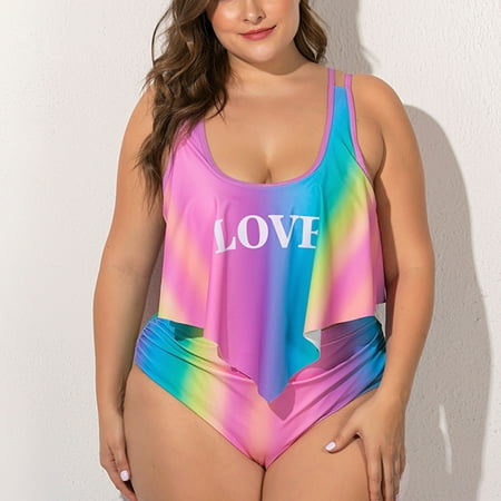 

Raeneomay Swimsuit Women Sales Clearance Fashion Large Color Print Two Piece Swimsuit Swimwear Beachwear