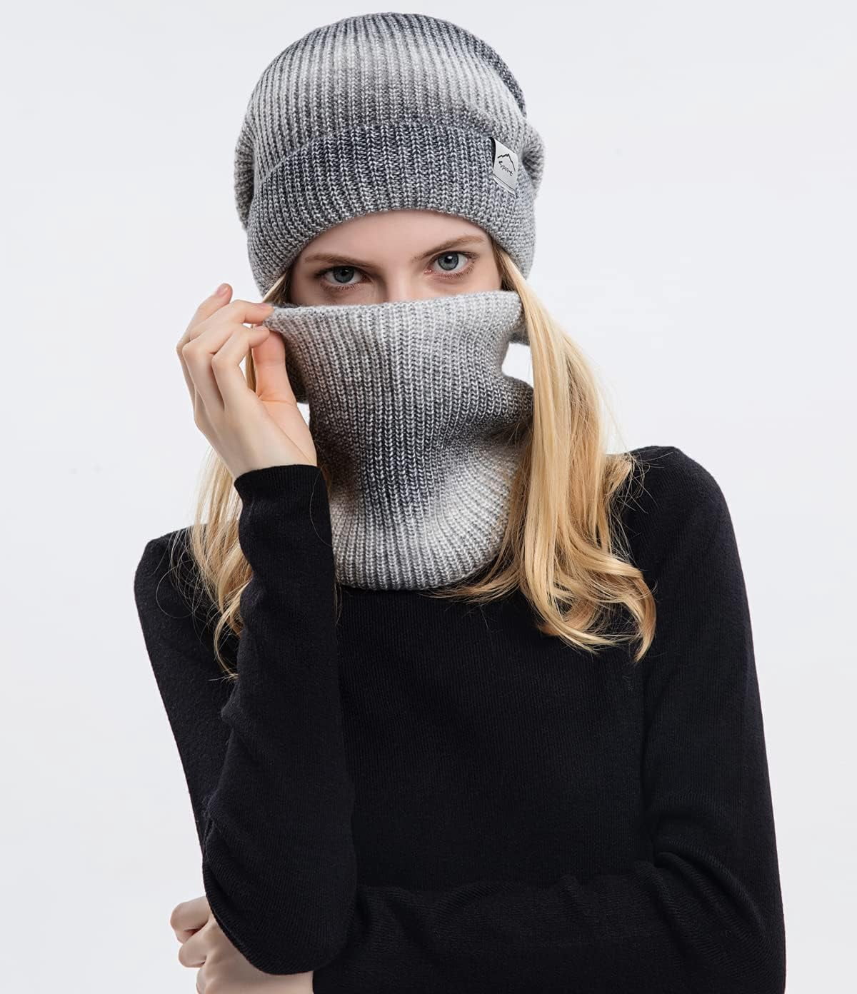 Zhengup Women Winter Beanie Hat with Face Shield Peruvian Circle Scarf Set Sherpa Ski Ear Flaps Hats Fleece Lined