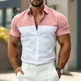 thumbnail image 2 of FRSASU Men's Casual Polo Shirt Short Sleeve Color Block Breathable Summer Golf Work Travel Beach Tops Pink, 2 of 7