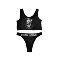 thumbnail image 1 of VISgogo - Conjunto de bikini de verano para mujer, 2 piezas, sin mangas, con estampado de patrón, camisetas sin mangas + tanga de cintura baja VISgogo  moda, 1 of 8