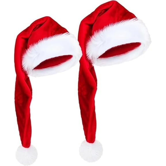 2-Pack Long Christmas Hats for Adults - Red Funny Christmas Party Hats, Festive Party Supplies for Xmas & New Year ﻿