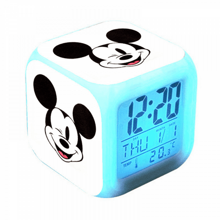 Hfnggwee Digital Alarm Clock for Kids, Cartoon Cartoon Mouse Pattern 7 LED Color Changing Wake Up Clock with Thermometer Function and Night Light, Gift for Boys Girls A93-1558 NZ113-466