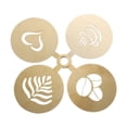 thumbnail image 1 of Juego de 4 plantillas para café, plantillas artísticas con diseños de café, plantillas finas de acero inoxidable para café con leche, tartas y mousse oro, 1 of 10