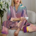 thumbnail image 6 of Uemuo Dreamy Moonlit Window Pattern Womens Pajama Sets,PJ Set for Women,Pajamas for Women Logo,Long Sleeve Pajama Set for Women,Soft Long Sleeve Top With Pants-Medium, 6 of 9