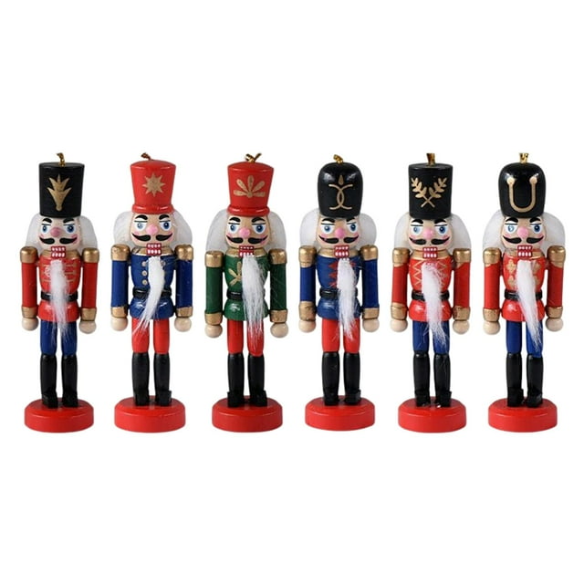 6 Piezas 13 Cm Soldado De Madera Cascanueces Figuras Colgantes Decoraciones Festivas