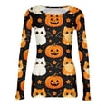 thumbnail image 4 of Halloween Womens Tops Long Sleeve Slim Ribbed Novelty Pumpkin Ghost Tunic Tops Holiday Crew Neck Fall Spring Fashion Clothing Orange XL, 4 of 6