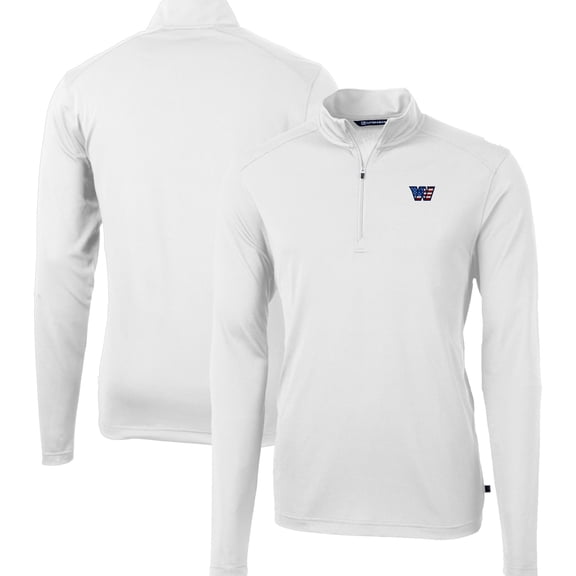 Men's Cutter & Buck White Washington Commanders Big & Tall Americana Virtue Eco Pique Quarter-Zip Jacket