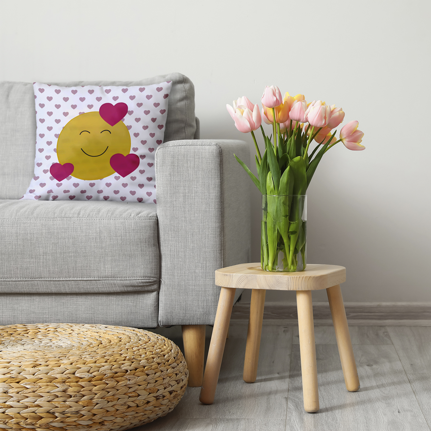 20" x 20" Simply Daisy Love Emoji Polyester Accent Pillow, Romantic Purple Qty 1