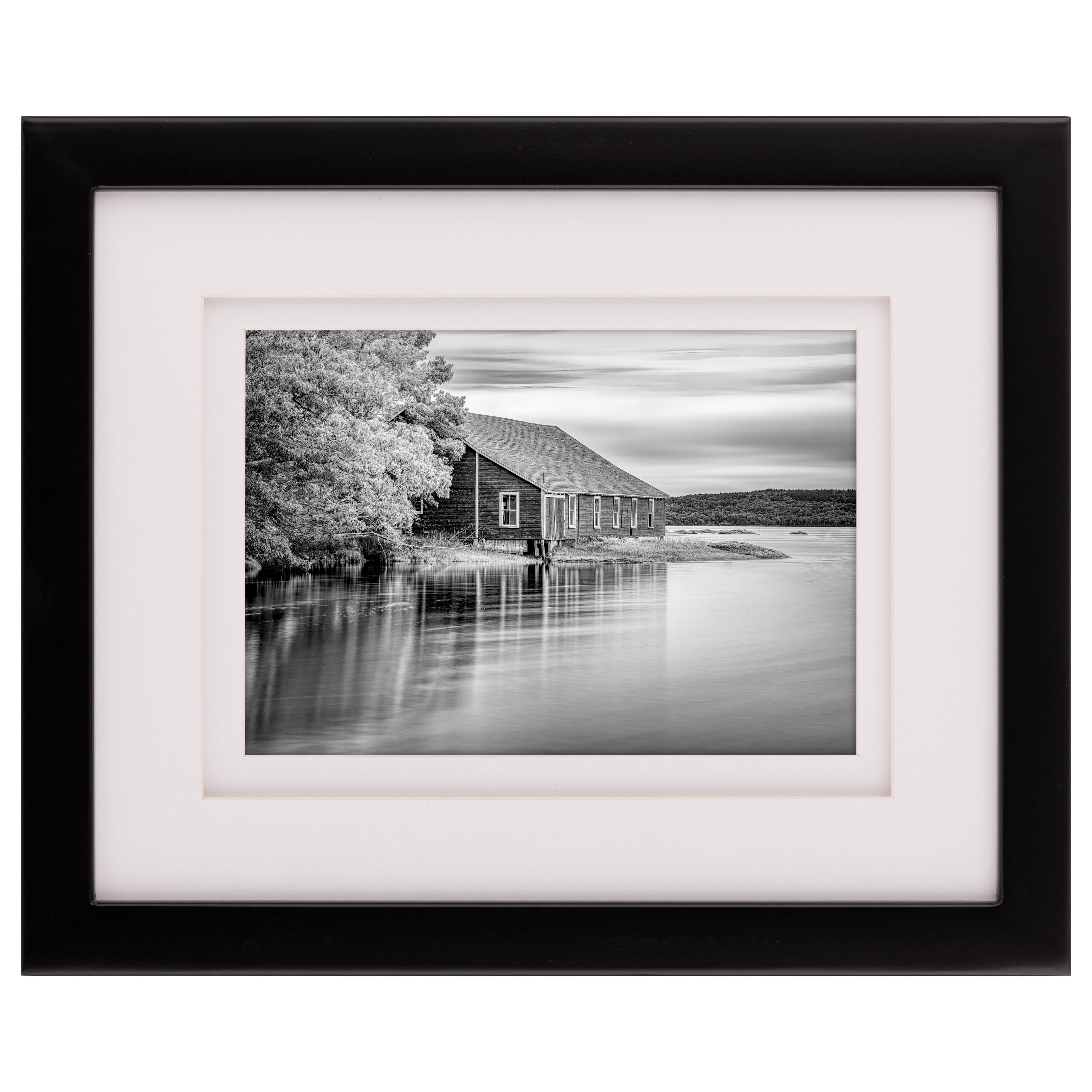 Gallery Solutions Black Picture Frame Double White Mat Airfloat Tabletop Wall Display 8" x 10" for 5" x 7" Photos 1-pack