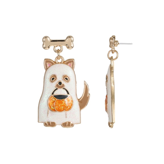 Way to Celebrate Ghost Puppy Halloween Earrings, 1 Pair