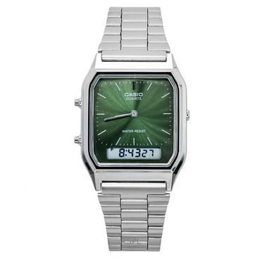 Casio Vintage Analog Digital Green Dial Dual Time Quartz AQ-230A-3AMQY Unisex Watch