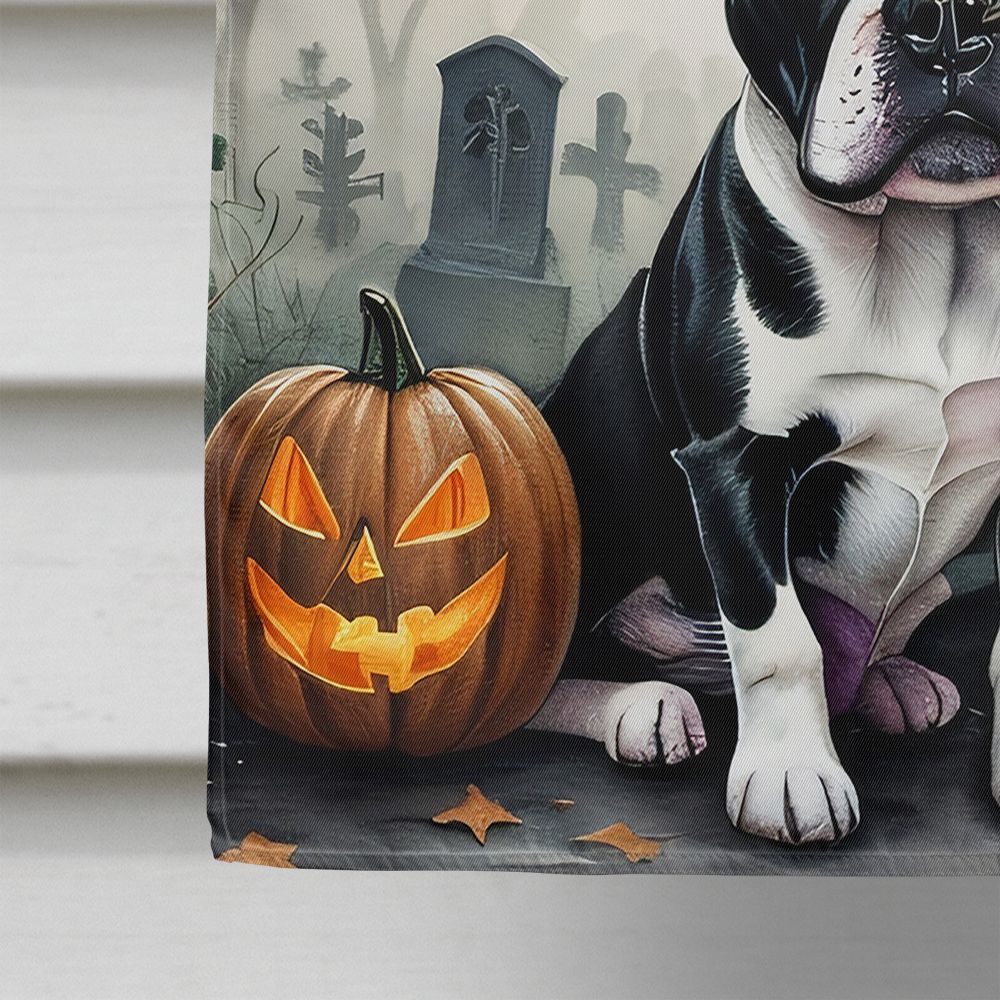 Halloween Boston Terrier Dog House Flag 28x40IN Double-Sided Polyester Decorative Sleeve Pole Flag for Outdoor Home Garden