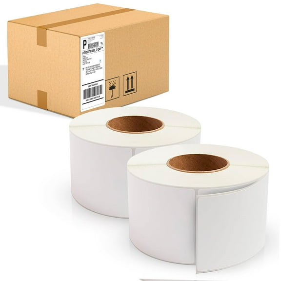 White Thermal Transfer Labels, 3 in Core Perforated, 2680 Count, 4 x 9 in