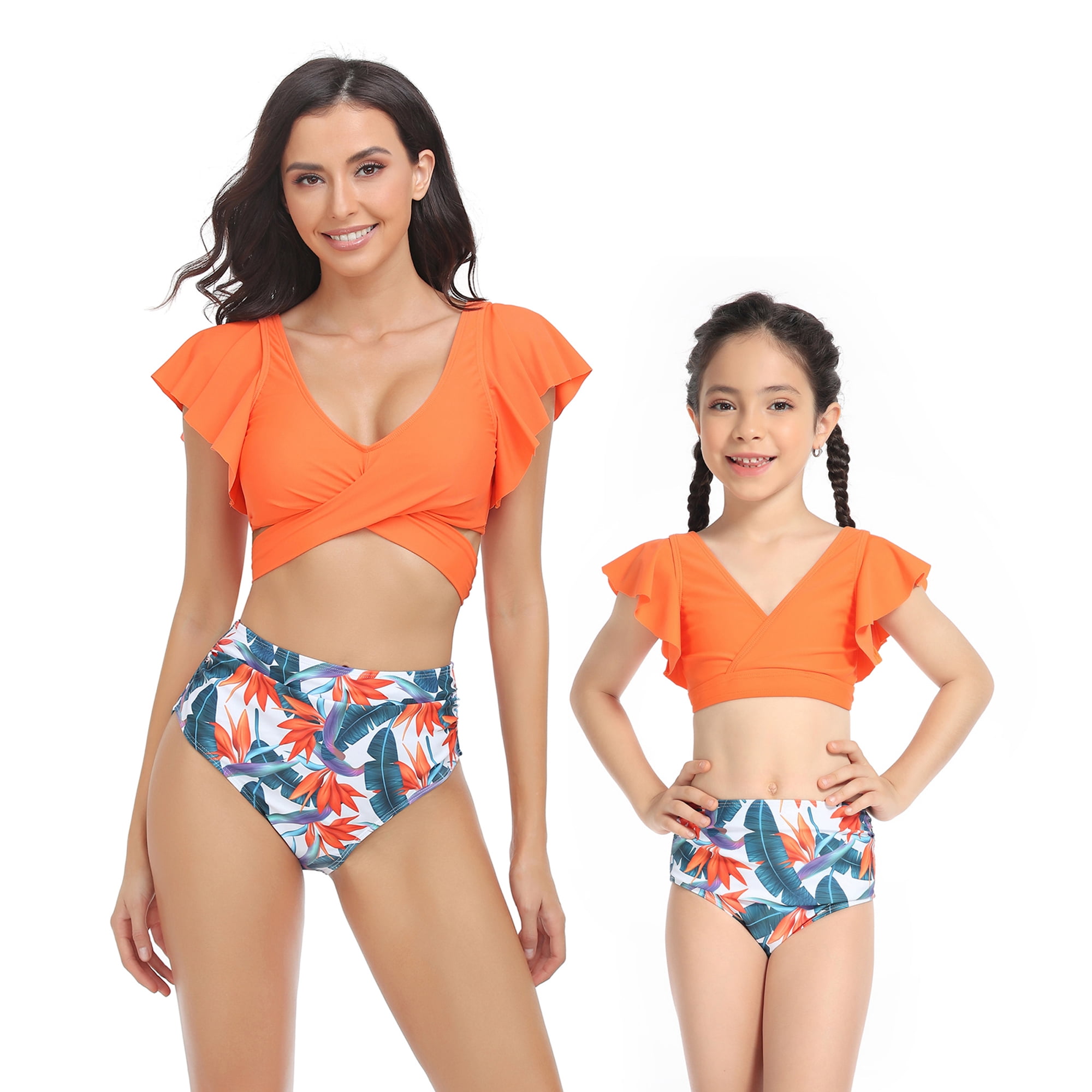 Gwiyeopda Family Matching Swimsuit Two-Piece Bikini Set Mommy and Me Summer Bathing  Suits Swimwear - Walmart.com