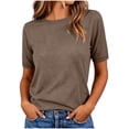 thumbnail image 2 of Maplenight Womens Basic Crew Neck T Shirts Knit Short Sleeve Tops Soft Casual Layering Everyday Office Work Summer Tops, 2 of 6