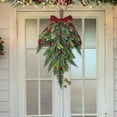 thumbnail image 6 of 1 Pcs Christmas Mistletoe Picks Decor Artificial Hanging Bunch Ornament With Velvet Bow Berries Pine Cones For Home Door Decoration, 6 of 7