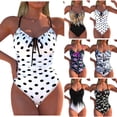thumbnail image 4 of COMVALUE Women's Tummy Control One Athletic Swimsuit Twist Front Ruched Bathing Suits Tie Back Swimwear (Yellow, S), 4 of 7