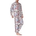 thumbnail image 2 of Honeii Abstract Floral Pattern Mens Pajamas Set,2pcs Men's Lounge Long Sleeve Sleep Shirt and Pajama Bottoms Sleepwear Set,Mens Pjs Sets-Large, 2 of 7