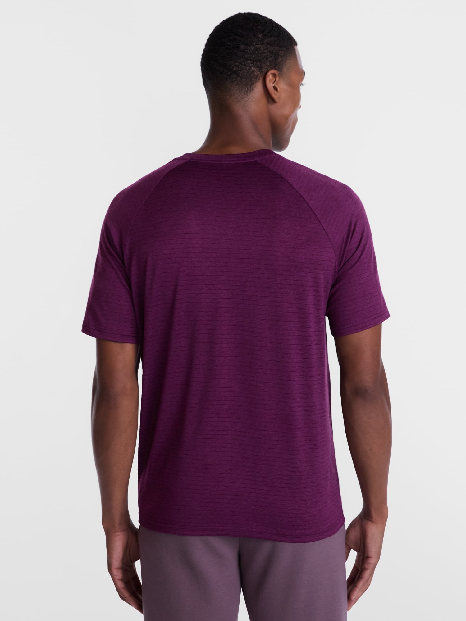 Athletic Works Men's Tonal Stripe Workout Shirt with Short Sleeves, Sizes XS-4XLT
