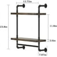 thumbnail image 2 of Industrial Pipe Floating Bathroom Shelves with Towel , 2 Tier Rustic Wood Wall Shelf, 16inch Metal Storage for Kitchen, Farmhouse, 2 of 6