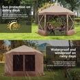 thumbnail image 3 of Brown Pop Up Canopy Tent 8 Person Instant 12 x 12 ft Outdoor Mesh Screen Camping Gazebo Portable Shelter with Portable Carry Bag for Outdoor Camping, Beach, Picnic, Lawn and Backyard, 3 of 5