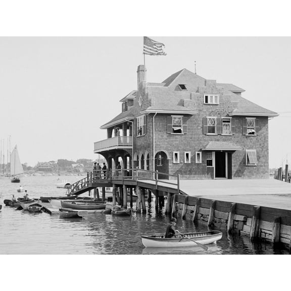 Art.com Boston Yacht Club, Marblehead, Mass. Photo, 16" x 12"
