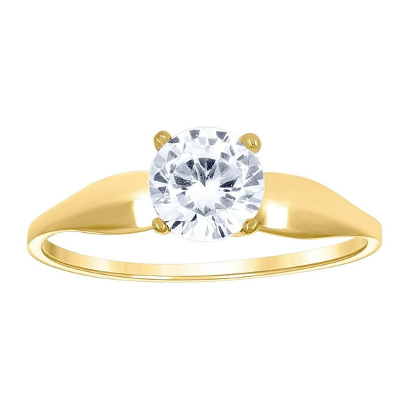 14k Two-tone Gold Womens Cubic Zirconia Polished Finish Engagement Ring 5.9mm Long Engagement Ring for Women