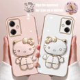 thumbnail image 2 of Plating Hello Kitty Case for Xiaomi Redmi Note 12 Turbo 12S 11 Pro 11s 10s 10 9 8 9s 12C 13C A1 K50 K60 Ultra Holder Stand Cover, 2 of 5