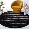 thumbnail image 3 of SAFAVIEH Venus Anuki Striped Shag Area Rug, 6'7" x 6'7" Round, Black/Ivory, 3 of 9