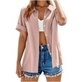 thumbnail image 7 of Ltctricy Women's Button down Shirts Summer Cotton Linen Short Sleeve Collared Business Casual Blouses Tunic Work Tops, 7 of 7