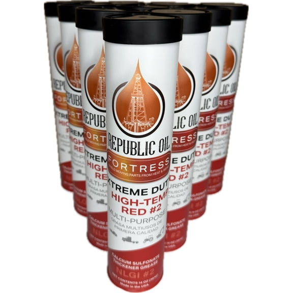 Generic Republic Oil Extreme Duty Red High Temp #2 10x14oz | Calcium Sulfonate | Multi-Purpose | 580+ Drop Point | 1% Water Washout | Chassis | Wheel Bearings | Agriculture | Construction