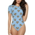 thumbnail image 2 of Goofa Terrier Printed Women Rash Guard Short Sleeve,Tummy control Swimsuit Surfing Swimsuit Bathing Suit One Piece Swimsuit UPF 50-Small, 2 of 9