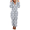 thumbnail image 2 of Hooded Jumpsuit New Women Long Sleeve Hooded Jumpsuit Pajamas Casual Winter Warm Romper Sleepwear Style B-44 Gray XL, 2 of 5