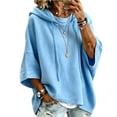 thumbnail image 2 of Sweatshirts for Women Trendy 3/4 Sleeve Hoodies Lightweight Pullover Baggy Tops Solid Color Spring Fall Outfits Sky Blue S, 2 of 6