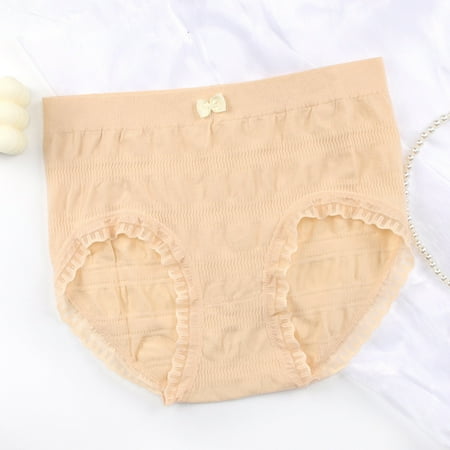

CAICJ98 Womens Underwear Hollowed Out Panties High Grade Embroidery Lace Traceless Women s Mesh Mid Waist Briefs For Women Beige