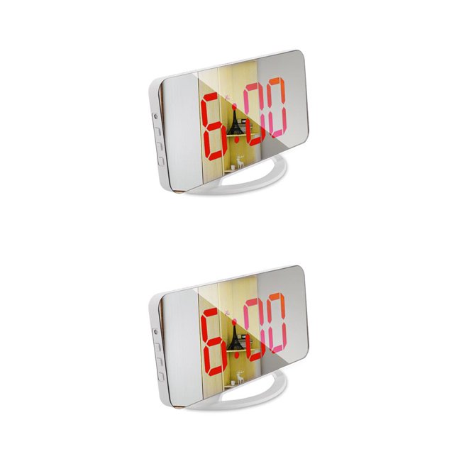Moyic Proyector Reloj despertador digital Monitor electrónico Lámparas de noche Espejo de maquillaje Relojes de proyección para dormitorio Luz blanca, roja 2Conjunto