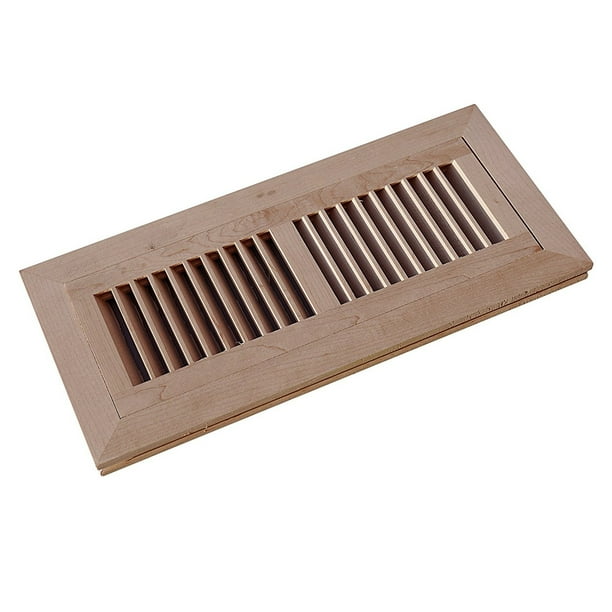 WELLAND 4"x12" Wood Vent Floor Register Flush Mount, Unfinished Red Oak