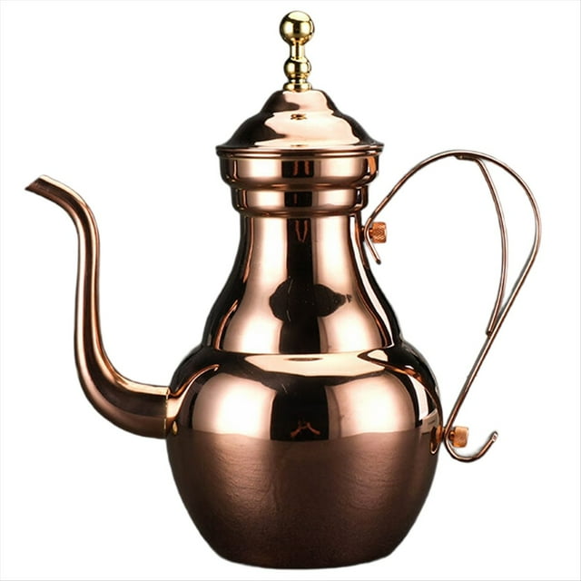 Tetera de Acero Inoxidable con Forma de Flor, Tetera Fina de Boca Larga para Hotel, Tetera con Filtro para Restaurante, Tetera Marrón con .
