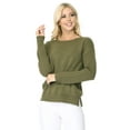 thumbnail image 2 of YEMAK Women's Long Sleeve Crewneck Lightweight Casual Soft Knit Pullover Sweater MK8015-OLV-S, 2 of 7