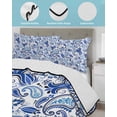 thumbnail image 4 of Quilts Twin XL Size, Boho Blue Floral Soft Comforter Bedding Set for Bed, Farmhouse Botanical Vintage Paisley Flower Lightweight Quilted Bedspread with Pillow Cover(2 Pieces), 68x98 Inch, 4 of 6