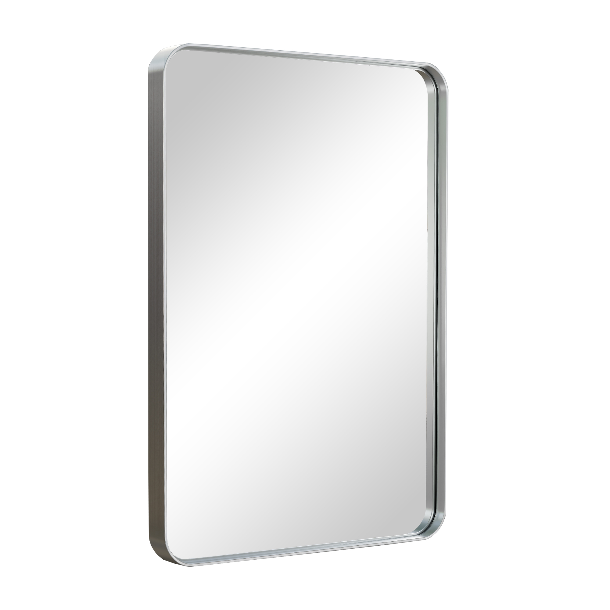 MAYEERTY 50"×32" Silver Electroplated Aluminum Rectangular Mirror Rounded Corners, Deep Mirror for Bathroom or Bedroom