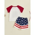 thumbnail image 5 of Toddler Baby Boy 4th of July Outfit 6 12 18 24 Months 2T 3T 4T Flag Embroidery Crew Neck Short Sleeve T-Shirt and Shorts 2 Pcs Set, 5 of 9