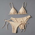 thumbnail image 4 of Uaswgudfs Women's Triangle String Two Piece Bikini Sets Solid Color Side Tie Cheeky Bathing Suit Beige XL, 4 of 5