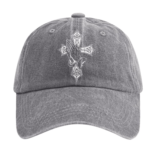Zmoon Casquette de Baseball en Coton Lavé avec Imprimé Croix de Jésus